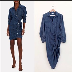 YOUNG FABULOUS & BROKE Women's Carling Ruched Denim Dress SizeXS